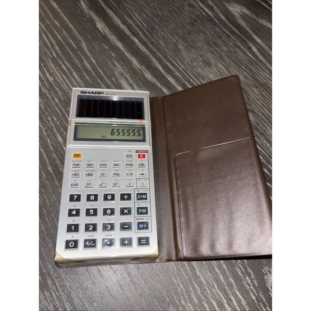 Sharp EL-515S Vintage Solar Powered Calculator Very Clean Works Great + Case